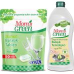 Mom's Green 2'li Set Oksijenli Bulaşık Makinesi Tableti - Bitkisel Bulaşık Temizleyici Aloe Veralı 750 ml - 1