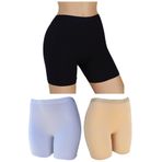Mom's Lab 3'Lü Dondeza Kadın Uzun Paçalı Yüksek Bel Toparlayıcı Pamuklu Boxer Şort;Ten-Siyah-Beyaz Xl