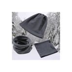 Mom's Lab Kışlık Polar Atkı Bere Boyunluk Termal Boyun Isıtıcı Bandana Bay Bayan Yüz Maskesi Şapka;Füme Xl