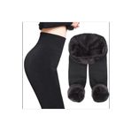 Momslab Bayan Içi Peluşlu Kışlık Termal Tayt Içlik Siyah Kadın Peluş Tayt 9020 (Siyah-18752 / L-XL)