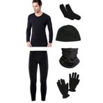Momslab Bonbonetti Siyah Termal İçlik Takımı Polar Bere Boyunluk Eldiven Havlu Çorap Seti (SİYAH / 3XL)