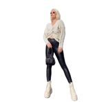 Momslab Kadın Siyah Fitform Mat Deri Tayt (SİYAH/XL)