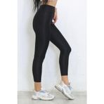 Momslab Kadın Siyah Yüksek Bel Günlük Ve Sporda Kullanım İç Göstermez Toparlayıcı Parlak Disco Tayt Siyah L-Xl