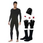 Momslab Termal Içlik Seti Alt Üst Içlik Boyunluk Bere Eldiven Çorap (SİYAH / 2XL)