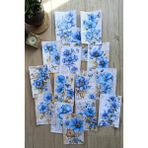 Mona Craftist 15 Adet Eskitme Vintage Mavi Çiçek Temalı Scrapbook Kağıt Seti Bullet Journal Dekupaj Kağıdı