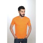 Mona Group Kısa Kol V Yaka Düz Günlük Stil 100% Pamuk Giyim T-Shirt Turuncu - Turuncu - Astpsutushfrtq-Tur-Yet
