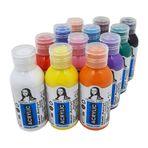 MONA LISA akrilik boya seti. Her biri 12 renk 110 ml. Çocuklar için boyalar. Tuval, dökme, kağıt, ahşap, karton, taş, metal, seramik, Paskalya yumurtaları için opak boyalar. Çok amaçlı boya seti 12 x 110 ml