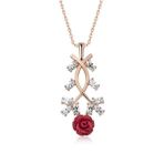 Mona Roza Gül Tasarımlı Rose 925 Ayar Gümüş Kolye