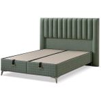 Mona Yatak Graft Modern Tek Kişilik Baza Seti Yeşil Keten Kumaş Başlıklı Dayanıklı Konforlu Lüks Set - Gri - 100 x 200 cm