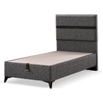 Mona Yatak Polo Lüks Tek Kişilik Gri Baza Seti – Keten Kumaşlı, Modern ve Dayanıklı Tasarım - 100 x 200 cm