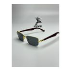 MONAL EYEWEAR Jacarty Ahşap Sap Gold Detaylı Metal Çerçeve Organik Cam Güneş Gözlüğü UV400 Koruma Hediyelik