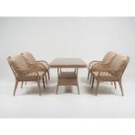 Monalin Home Garden Alaçatı Kapuçino 4 KIŞILIK(1-1-1-1-MASA(80*140)) Rattan Örgü Bahçe & Balkon & Teras Masa Sandalye Takımı