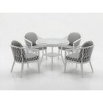 Monalin Home Garden Bodrum Beyaz 4 Kişilik(1-1-1-1-Masa) Rattan Örgü Bahçe & Balkon & Teras Masa Sandalye Takımı