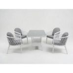 Monalin Home Garden Bodrum Beyaz 4 KIŞILIK(1-1-1-1-MASA(80*140)) Rattan Örgü Bahçe & Balkon & Teras Masa Sandalye Takımı