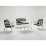 Monalin Home Garden Bodrum Beyaz 4 Kişilik(2-1-1-Masa) Rattan Örgü Bahçe & Balkon & Teras Oturma Grubu Minderli & Camlı & Masalı Takım