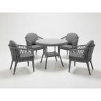 Monalin Home Garden Bodrum Gri 4 Kişilik(1-1-1-1-Masa) Rattan Örgü Bahçe & Balkon & Teras Masa Sandalye Takımı