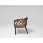 Monalin Home Garden Bodrum Kahverengi 2 Kişilik(1-1-Masa) Rattan Örgü Bahçe & Balkon & Teras Oturma Grubu Minderli & Camlı & Masalı Takım - Kahveregi