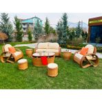 Monalin Home Garden Helix 5 Kişilik Ekstra Lüks Rattan El Örgüsü Bahçe & Balkon & Teras Oturma Grubu Minderli & Camlı Oturma Grubu
