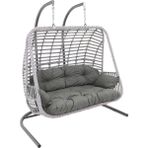 Monalin Home Garden Kudüs Rattan El Örgüsü Çift Kişilik Balkon Teras Bahçe Salıncağı - Açık Gri