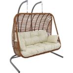 Monalin Home Garden Kudüs Rattan El Örgüsü Çift Kişilik Balkon Teras Bahçe Salıncağı - Kahverengi