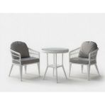 Monalin Home Garden Milano Beyaz 2 Kişilik(1-1-Masa) Rattan Örgü Bahçe & Balkon & Teras Oturma Grubu Minderli & Camlı & Masalı Takım