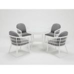 Monalin Home Garden Milano Beyaz 4 Kişilik(1-1-1-1-Masa) Rattan Örgü Bahçe & Balkon & Teras Masa Sandalye Takımı