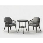 Monalin Home Garden Milano Gri 2 Kişilik(1-1-Masa) Rattan Örgü Bahçe & Balkon & Teras Oturma Grubu Minderli & Camlı & Masalı Takım