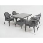 Monalin Home Garden Milano Gri 4 KIŞILIK(1-1-1-1-MASA(80*140)) Rattan Örgü Bahçe & Balkon & Teras Masa Sandalye Takımı