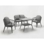 Monalin Home Garden Milano Gri 4 Kişilik(2-1-1-Masa) Rattan Örgü Bahçe & Balkon & Teras Oturma Grubu Minderli & Camlı & Masalı Takım
