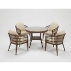 Monalin Home Garden Milano Kahverengi 4 Kişilik(1-1-1-1-Masa) Rattan Örgü Bahçe & Balkon & Teras Masa Sandalye Takımı - Kahveregi