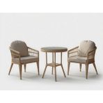 Monalin Home Garden Milano Kapuçino 2 Kişilik(1-1-Masa) Rattan Örgü Bahçe & Balkon & Teras Oturma Grubu Minderli & Camlı & Masalı Takım