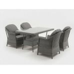 Monalin Home Garden Napoli Gri 4 KIŞILIK(1-1-1-1-MASA(80*140)) Rattan Örgü Bahçe & Balkon & Teras Masa Sandalye Takımı