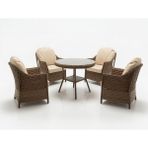 Monalin Home Garden Napoli Kahverengi 4 Kişilik(1-1-1-1-Masa) Rattan Örgü Bahçe & Balkon & Teras Masa Sandalye Takımı - Kahveregi