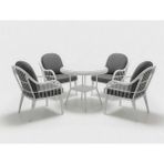 Monalin Home Garden Sidney Beyaz 4 Kişilik(1-1-1-1-Masa) Rattan Örgü Bahçe & Balkon & Teras Masa Sandalye Takımı