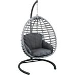 Monalin Home Garden Sofya Classic Rattan El Örgüsü Bahçe & Balkon & Teras Salıncağı - Açık Gri