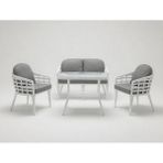Monalin Home Garden Venedik Beyaz 4 Kişilik(2-1-1-Masa) Rattan Örgü Bahçe & Balkon & Teras Oturma Grubu Minderli & Camlı & Masalı Takım