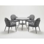 Monalin Home Garden Venedik Gri 4 Kişilik(1-1-1-1-Masa) Rattan Örgü Bahçe & Balkon & Teras Masa Sandalye Takımı