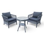 Monalin Mobilya Loft Gri 2 Kişilik(1-1-masa) Rattan Örgü Bahçe ve Balkon ve Teras Masa Sandalye Takımı