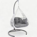 Monalin Mobilya Madrid Classic Rattan Beyaz El Örgüsü Bahçe & Balkon & Teras Tek Kişilik Salıncak