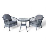 Monalin Mobilya Miami Gri 2 Kişilik(1-1-masa) Rattan Örgü Bahçe ve Balkon ve Teras Masa Sandalye Takımı