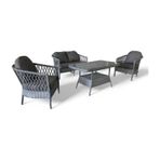 Monalin Mobilya Miami Gri 4 Kişilik 2-1-1-masa Rattan Örgü Bahçe & Balkon & Teras Oturma Grubu Minderli & Camlı & Masalı Takım Gri