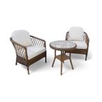 Monalin Mobilya Miami Kahverengi 2 Kişilik 1-1-masa Rattan Örgü Bahçe & Balkon & Teras Oturma Grubu Minderli & Camlı & Masalı Takım Kahverengi