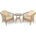 Monalin Mobilya Miami Kapuçino 2 Kişilik(1-1-Masa) Rattan Örgü Bahçe & Balkon & Teras Masa Sandalye Takımı