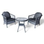 Monalin Mobilya Monalin Mobilya Miami Gri 2 Kişilik(1-1-masa) Rattan Örgü Bahçe ve Balkon ve Teras Oturma Grubu Minderli ve Camlı ve Masalı Takım