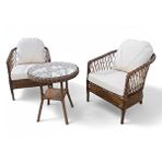 Monalin Mobilya Monalin Mobilya Miami Kahverengi 2 Kişilik(1-1-masa) Rattan Örgü Bahçe ve Balkon ve Teras Oturma Grubu Minderli ve Camlı ve Masalı Takım