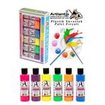 Monalisa Akrilik Boya 6 Renk X 70 Ml Fosforlu Neon Renkler 1 Paket Ve Yuvarlak Resim Paleti Fırçalı 1 Paket 10 Hazneli Boya Paleti Sanatsal Boyalar