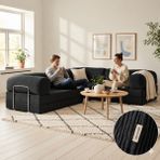 MONAMI Dechome 300X200 Teddy Serisi Köşe Kapali| Uzanma Modüler Koltuk | Yıkanabilir Corduroy Kumaş | Çok Fonksiyonlu Yer Yatağıyeny Fitilli - Antrasit