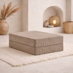 MONAMI Dechome 80X80 Modüler Puf | Fitilli Kadife | 36 cm Yükseklik | Orta Sert Sünger | Yıkanabilir & Silinebilir Kılıf | Çökme Yapmaz - Bej
