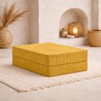 MONAMI Dechome 80X80 Modüler Puf | Fitilli Kadife | 36 cm Yükseklik | Orta Sert Sünger | Yıkanabilir & Silinebilir Kılıf | Çökme Yapmaz - Hardal