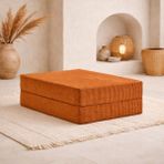 MONAMI Dechome 80X80 Modüler Puf | Fitilli Kadife | 36 cm Yükseklik | Orta Sert Sünger | Yıkanabilir & Silinebilir Kılıf | Çökme Yapmaz - Turuncu